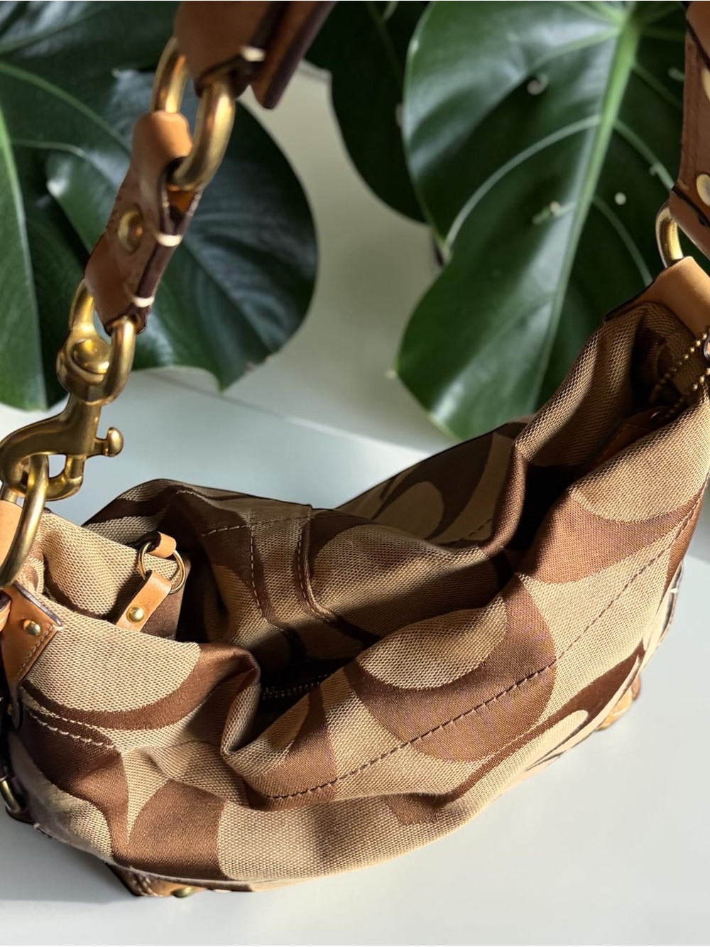 Coach Carly Bag in Brown and Tan - Picture 6 of 8
